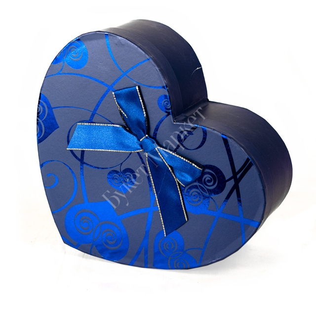 Коробка сердце синяя средняя